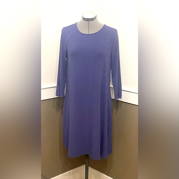 Time and Tru A-line Dress Size M 3/4 Sleeves Pockets Relaxed Fit Rayon Spandex - Picture 2 of 11